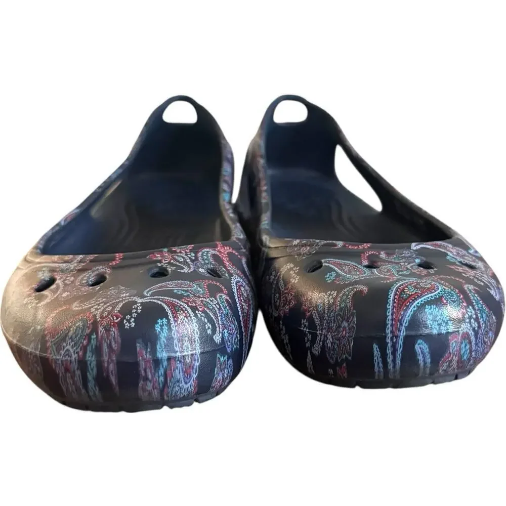 Crocs Kadee Floral Comfort Flats Paisley Floral Navy Women’s Size 6